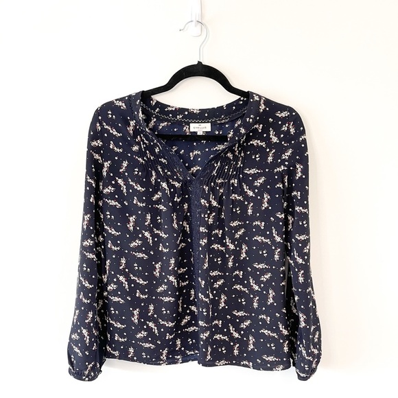 Cyrillus Paris Navy Floral Print Blouse Size 34/4 - Picture 2 of 8